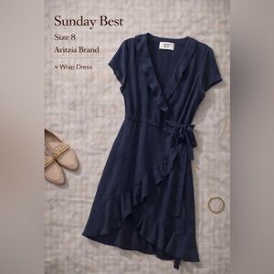 Aritzia Sunday Best Navy Wrap Dress – Size 8